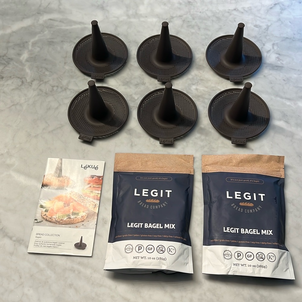 Lekue silicone bagel making set. Instructions. Two packages of Legit bagel mix!